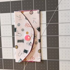 Gift Card Holder Reusable Lined Sewing Print Fabric Washable Snaps Closed